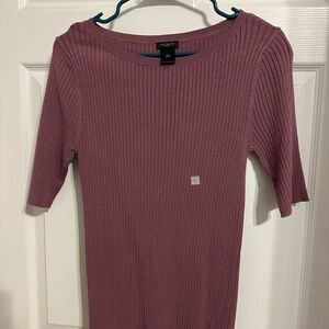 Ann Taylor Mauve Ribbed Knit Top